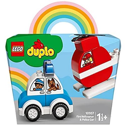LEGO 10957 DUPLO Fire Helicopter and Police Car Toy for Girls & Boys 1 .5 Years Old  My First Building Set