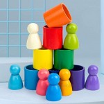 YO-HAPPY Baby Children Wooden Rainbow House Stacking Game Building Block Kids Toys Gifts