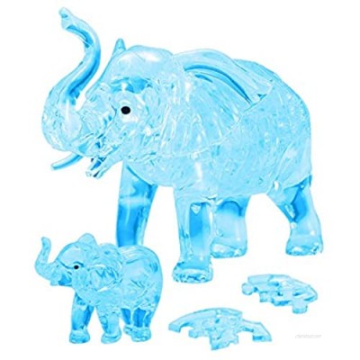 3D Crystal Puzzle - Elephant and Baby (Blue): 46 Pcs