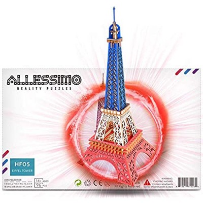 Allessimo - Artisolve 3D Wooden Puzzle Eiffel Tower Assembly Model Kit for Boys Girls Kids Family  Fun Jigsaw Ages 14+