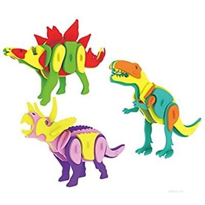 Chris.W 3 Pack 3D Dinosaur Puzzle for Toddler Kids Ages 3 4 5 6 Year Old  EVA Foam Educational Toys for Preschool Kindergarten Boys and Girls