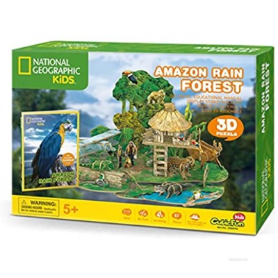 CubicFun National Geographic 3D Kids Puzzles Model Kits Toys with Booklet for Children Teens and Adults   Rain Forest kit  DS0979h