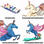 DEUXPER Wooden Unicorn Puzzle 3D DIY Model Kit Toys to Paint Laser Cut Safe Assembly Wood Craft for Kids Adults