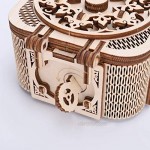 GuDoQi 3D Wooden Puzzle Treasure Box with Music Mechanical Model Kit to Build Wood Craft Kit for Teens and Adults DIY Assembly Toy Gifts for Birthdays and Christmas