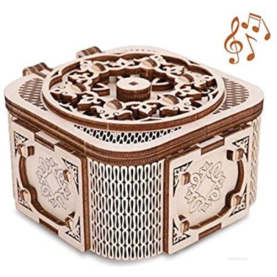 GuDoQi 3D Wooden Puzzle  Treasure Box with Music  Mechanical Model Kit to Build  Wood Craft Kit for Teens and Adults  DIY Assembly Toy  Gifts for Birthdays and Christmas