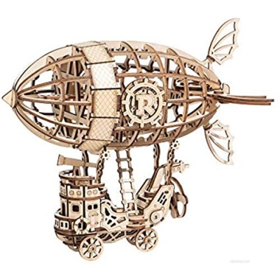 Hands Craft Airship DIY 3D Wooden Puzzle Model Kit - Laser Cut Wood Pieces  Brain Teaser and Educational STEM Building Model Toy (TG407)