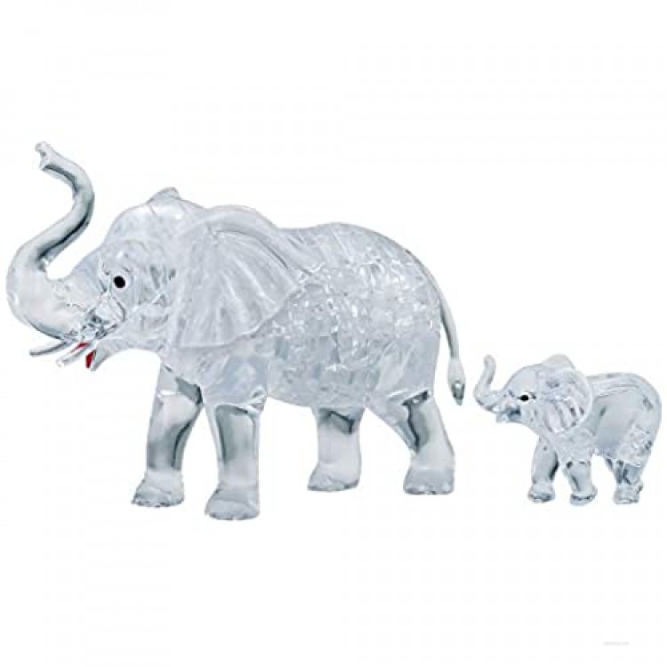 HCM Kinzel Crystal Puzzle 59176 3D Elephant Couple 46 Pieces Grey