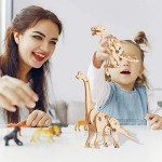 JOY MAGS 3D Animals Puzzles - Pack of 2 Dinosaur Clockwork Model Kits Mechanical Wood Puzzles for Kids Adults Educational Toys