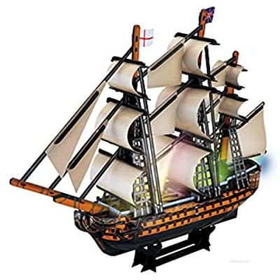 Kiguoa 3D Puzzle LED HMS Victory Model Kit 21 Inch 3D Puzzle for Adults and Teenagers Desk Decorations for Boys and Girls 163 Pieces