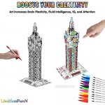 LimitlessFunN 3D Coloring Famous Architecture Building Puzzle Set with Pen Markers DIY Art Painting for Kids Fun Creative Toys Gift for Girls & Boys (Big Ben London)