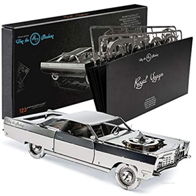 Model Car Kit - 3D Model kit Royal Voyager - Moving Wind-Up Retro Car Model | 3D Puzzle for Adults - Metal DIY Kit | Beautiful Metal Model Car Collectible | DIY Construction Set of a Vintage Car