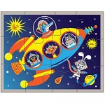 Mudpuppy Outer Space Pouch Puzzle 12 Extra-Thick Pieces 14”x11” – Great for Kids Age 3+ – Perfect for Travel – Helps Develop Hand-Eye Coordination - Packaged in Secure Reusable Pouch