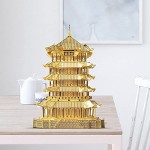 Piececool 3D Metal Model Kits-Yellow Crane Tower-Famous Architecture Model Kits-DIY 3D Metal Puzzle for Adult-Great Gift Ideas-84 Pcs