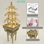 QOGELY 3D Wooden Puzzles for Adults—Miniature Temple Model with LED String Lights DIY Set Building Kits Home & Plant Decor Boyfriend Men Unique Birthday Ideas