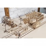Rails by Ugears: Self Propelled Modular Mechanical Model 3D Wooden Puzzle for Self Assembly Without Glue Brainteaser for Kids Teens and Adults