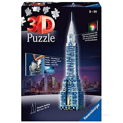 Ravensburger Chrysler Building Night Edition 216 Piece 3D Jigsaw Puzzle for Kids and Adults - Easy Click Technology Means Pieces Fit Together Perfectly
