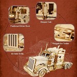 ROBOTIME 3D Wooden Puzzle for Adults Vehicle Building Kits to Build Brain Teaser Toys for Kids Wooden Craft Kits Model Heavy Truck