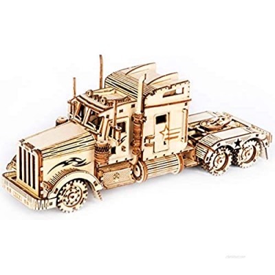 ROBOTIME 3D Wooden Puzzle for Adults Vehicle Building Kits to Build Brain Teaser Toys for Kids Wooden Craft Kits Model Heavy Truck