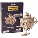 ROKR 3D Assembly Puzzle Build Your Own Wooden Music Box Craft Kits Brain Teaser Gifts for Kids and Adults (Submarine)