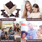 Rolimate Brain Teaser 3D Wooden Puzzle T-Shaped Educational Puzzles for Kids and Adults Geometric Intellectual Jigsaw Puzzle 54pcs Blocks Explore Creativity Problem Solving Gift Desk Puzzles