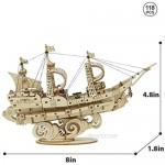 RoWood 3D Wooden Puzzle for Adults Vintage Wooden Watercraft Model Kit to Build Best Gift Ideas - Sailling Ship