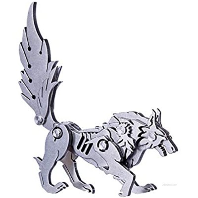 RuiyiF DIY 3D Puzzles Assembly Metal Model Kits for Adult  Detachable 3D Jigsaw Puzzles  Ornament for Desk (Wolf)