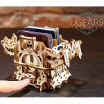 UGEARS 3D Puzzle for Board Games – Deck Box for up to 120 Game Cards - Unique Mechanical Devices for Family Tabletop Role-Playing Games - Wooden Construction Kits for Adults
