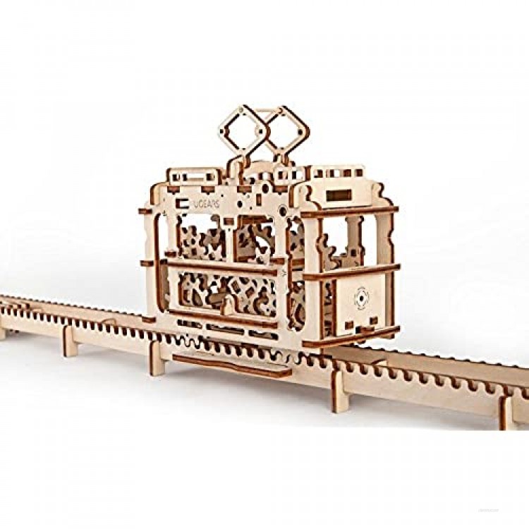 Ugears Tram with Rails - 3D Puzzle Self Propelled Mechanical Wooden Model