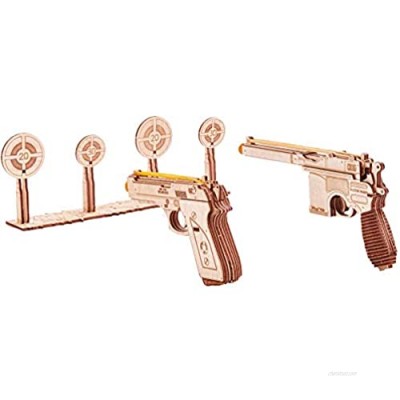 Wood Trick Wooden Toy Guns Set with Targets Shooting Range  Pistol Toy Guns for Kids Set - 3D Wooden Puzzle for Adults and Teens