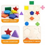 Wooden Russian Blocks Puzzle Shape Puzzles for Toddlers 1-4 Years Old Boys and Girls Tangram Jigsaw Puzzle Brain Toy Stem Toys with Colorful 3D Montessori Educational Gift for Kids Toddlers.