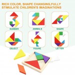 Wooden Russian Blocks Puzzle Shape Puzzles for Toddlers 1-4 Years Old Boys and Girls Tangram Jigsaw Puzzle Brain Toy Stem Toys with Colorful 3D Montessori Educational Gift for Kids Toddlers.
