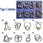 16 PCS Type B+C Different Brain Teaser Metal Wire Puzzles IQ Challenge Magic Trick Unlinking & Linking Game Toys for Kids and Adults