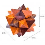 AHYUAN Handmade Pyramid Puzzle Wooden Star Brain Teasers IQ Toy Intelligence 3D Game Puzzle for Adults/Kids