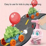 Balloon Toy Car with Pump Hand Push Inflator Air Inertia Dino Balloon Powered Racer Kit Science Experiment Educational Toys for Kids Boys Girls Christmas Party Birthday Gift
