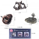 Brain Teaser Metal Puzzle Toy 3D Unlock Interlocking Puzzle Metal Knot Puzzle Mind Games for Adults Teens Educational Toy (3 Pieces)