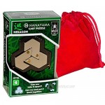 Hexagon & Coaster Hanayama Brain Teaser Puzzles with RED Velveteen Drawstring Pouches - Bundled Items
