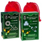 Hexagon & Coaster Hanayama Brain Teaser Puzzles with RED Velveteen Drawstring Pouches - Bundled Items
