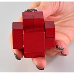 HOME-X Aluminum Brain Puzzle Teaser for Adults and Kids 3D Fidget Puzzle Cube with Aluminum Blocks Strong Fortress Metal Puzzle-Red-2”x2”