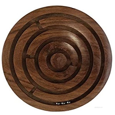IBLAY Handcrafted Indian Wooden Labyrinth Ball Maze Puzzle Game & Decoration
