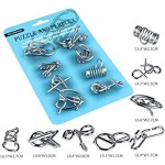 Metal Wire Puzzle Set of 8 Brain Teaser IQ Test Iron Link Unlock Interlock Game Chinese Ring Magic Trick Toy for Party Favor Kids Adults Challenge (Blue)