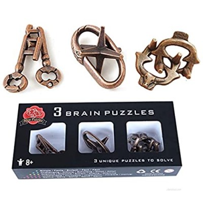 SHUYUE Brain Teaser Puzzle Set of 3 Lock andUnlocking Brain Puzzles Kids Lock Puzzle Cast Metal Disentanglement Puzzles