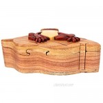 Frog Handcrafted Carved Wood Intarsia Puzzle Box