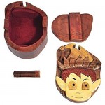 South Asia Trading Handmade Wooden Art Intarsia Trick Secret Elf 2 Fantasy Jewelry Puzzle Trinket Box (4445) (g3)