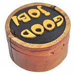 South Asia Trading Handmade Wooden Art Intarsia Trick Secret Good Job! Encouragement Jewelry Puzzle Trinket Box (4601) (g3)