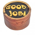 South Asia Trading Handmade Wooden Art Intarsia Trick Secret Good Job! Encouragement Jewelry Puzzle Trinket Box (4601) (g3)