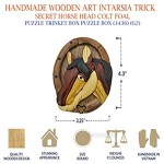 South Asia Trading Handmade Wooden Art Intarsia Trick Secret Horse Head Colt Foal Puzzle Trinket Box Puzzle Box (3436) (g2)