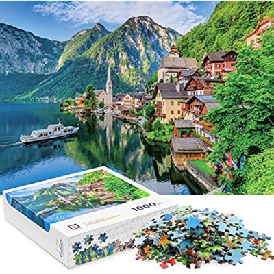 1000 Piece Puzzles for Adults | Jigsaw Puzzle Depicts The Hallstatt Austria 27" x 20" Landscape Puzzle | Premium Quality Puzzle Pieces | Vivid Color & Large Poster Fun Family Game Educational Toy Gift
