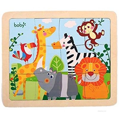 12 Piece Puzzles for Kids Ages 2-6 - Animal Wooden Jigsaw Puzzles for Toddlers 2 Year Old