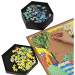 Becko Stackable Puzzle Sorting Trays Jigsaw Puzzle Sorters with Lid Puzzle Accessory for Puzzles Up to 1500 Pieces 8 Hexagonal Trays (Black)
