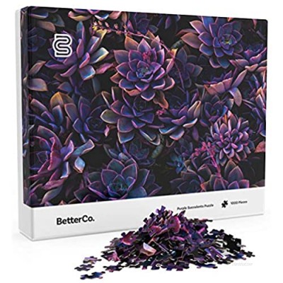 BetterCo. - Purple Succulents 1000 Piece - Difficult Jigsaw Puzzles 1000 Pieces - Challenge Yourself with 1000 Piece Puzzles for Adults  Teens  and Kids